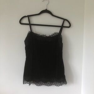 Max Studio Black Velvet Lace-Trim Cami | Size M